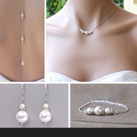 Jewelry - Elegant Silver Pearl Jewelry Set